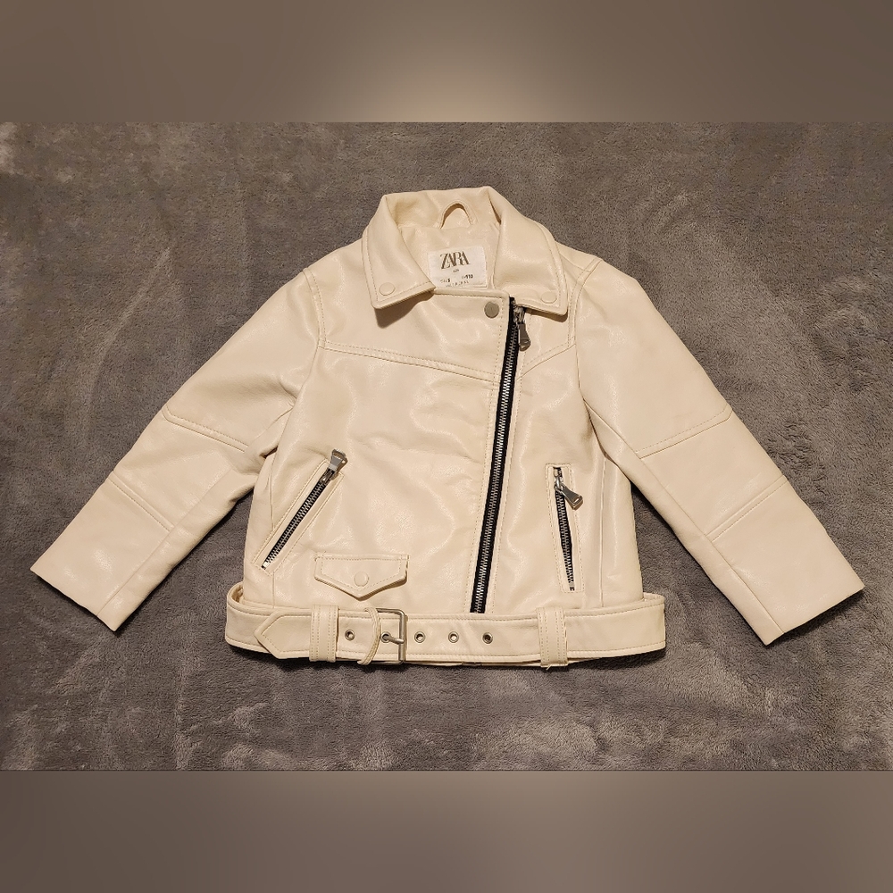 Zara Kids Faux Leather Moto Jacket - Size: 5